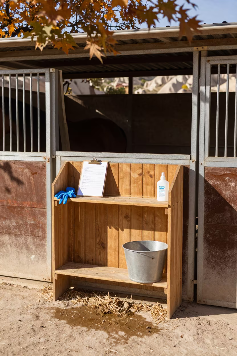 Autumn Foaling Monitor Shelf Stockyard in at a stockyard loading ramp in Cappadocia