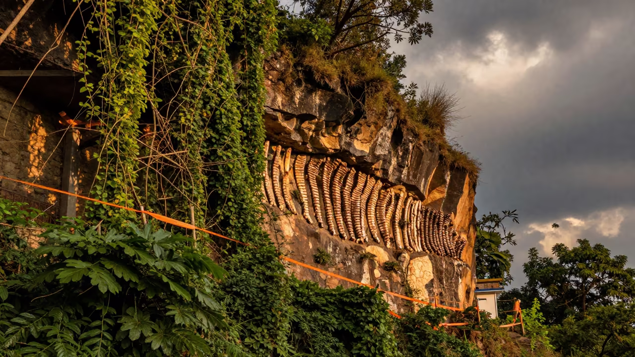 Autumn Fossil Line with Jungle Vines Kathmandu in near Kathmandu