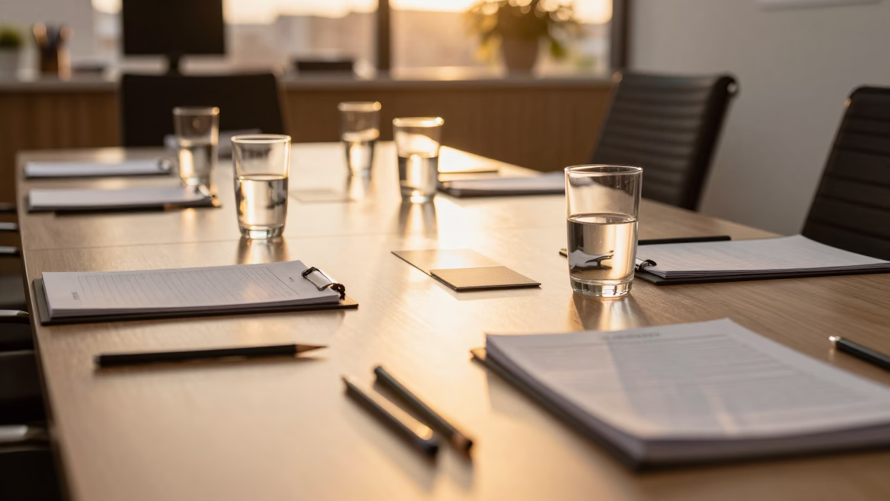 Autumn Golden Hour Office Meeting Table Rabat in at an office reception desk in Rabat