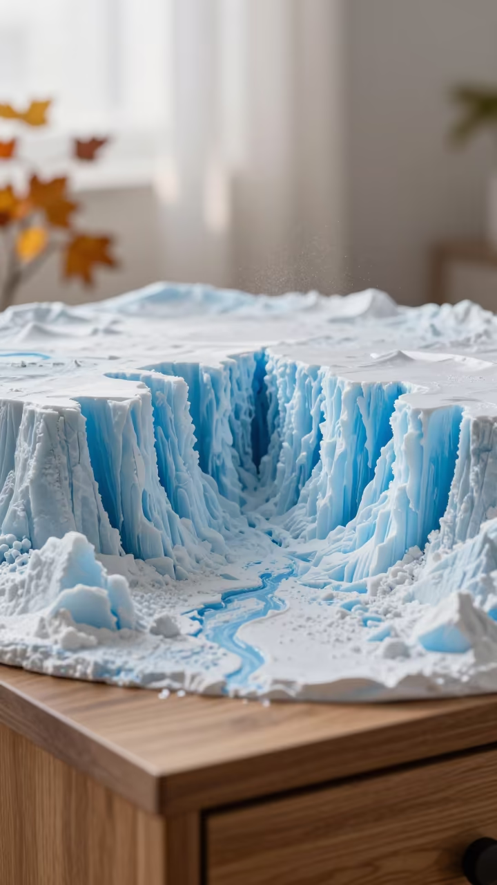 Autumn Icefall Model on Łódź Bedside Table in on a bedside table in Łódź