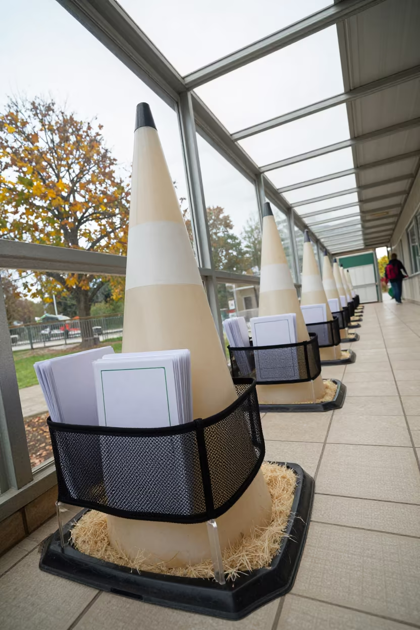 Autumn Kennel Obedience Cone Caddy in Glass Arcade in inside a glass-roofed arcade near Tarsus
