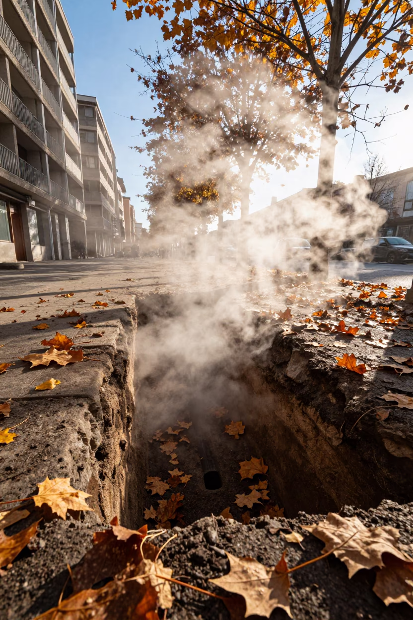 Autumn Leaves at Clear Late-afternoon Light in Bilbao in in Bilbao, Spain