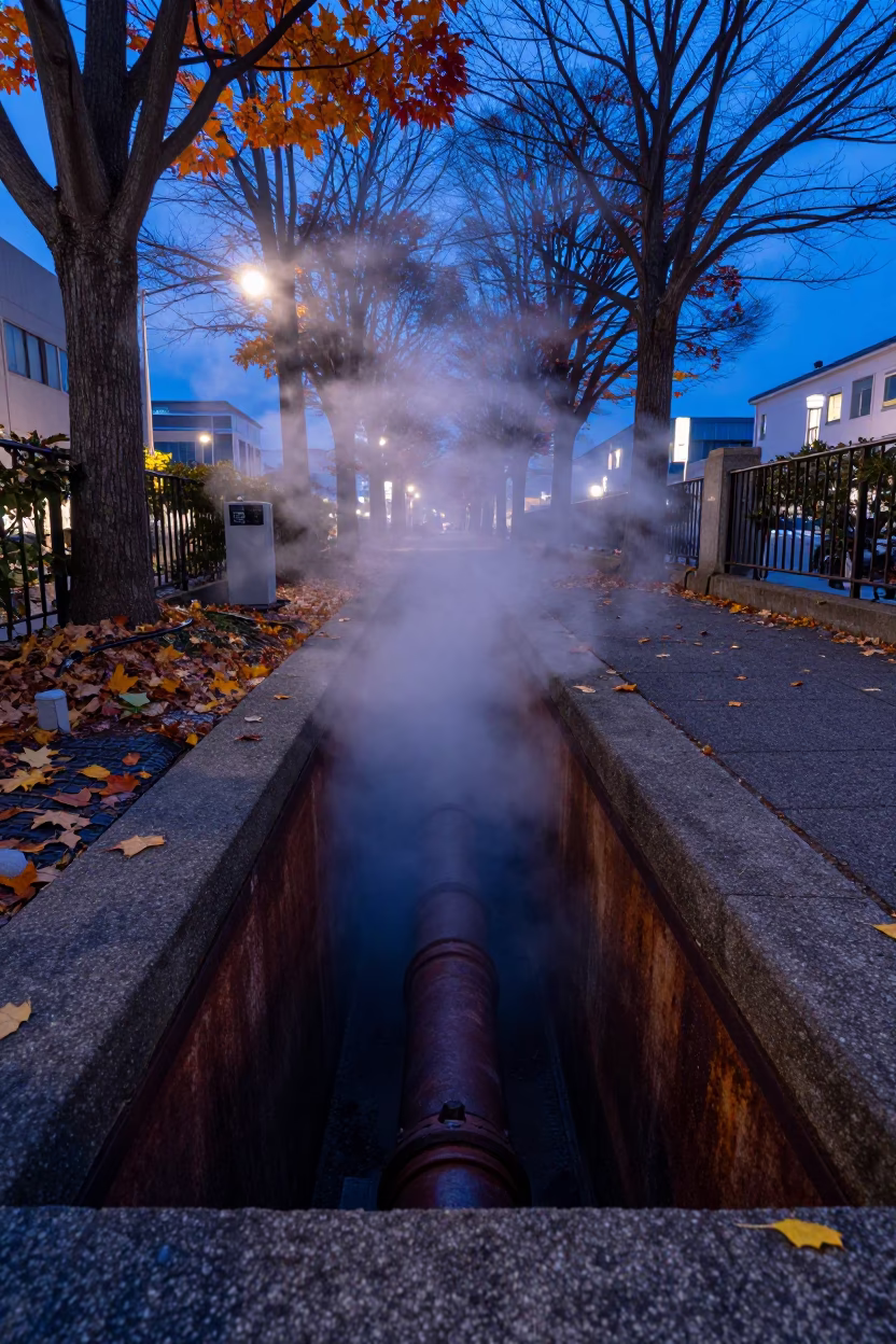Autumn Leaves at The Last Blue Light Of Evening in Sapporo in in Sapporo, Japan