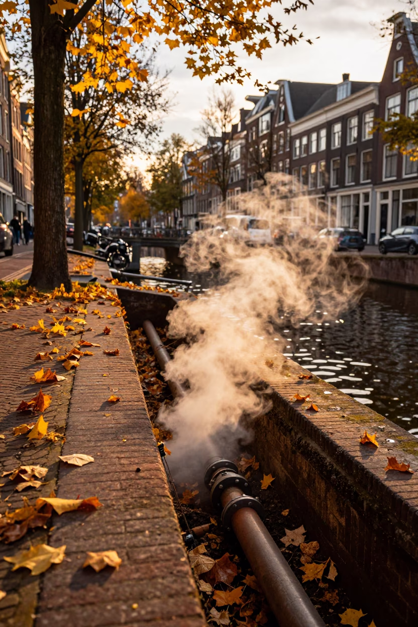 Autumn Leaves in Amsterdam at Honeyed Evening Light in in Amsterdam, Netherlands