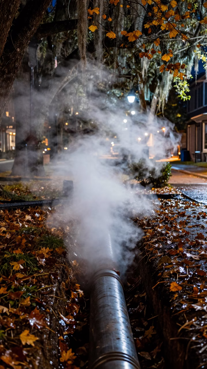 Autumn Leaves in Charleston at Deep In The Night Light in in Charleston, South Carolina, United States