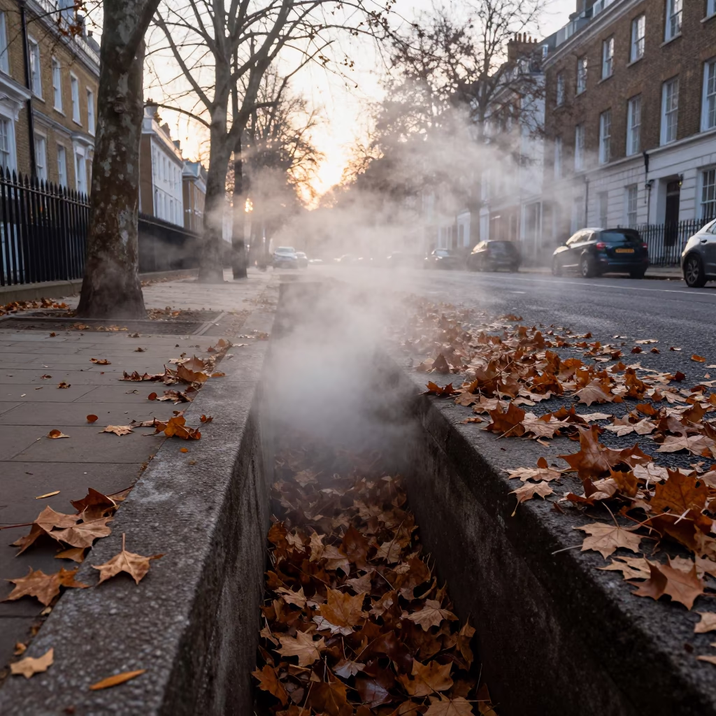 Autumn Leaves in London at Sunrise Light in in London, United Kingdom