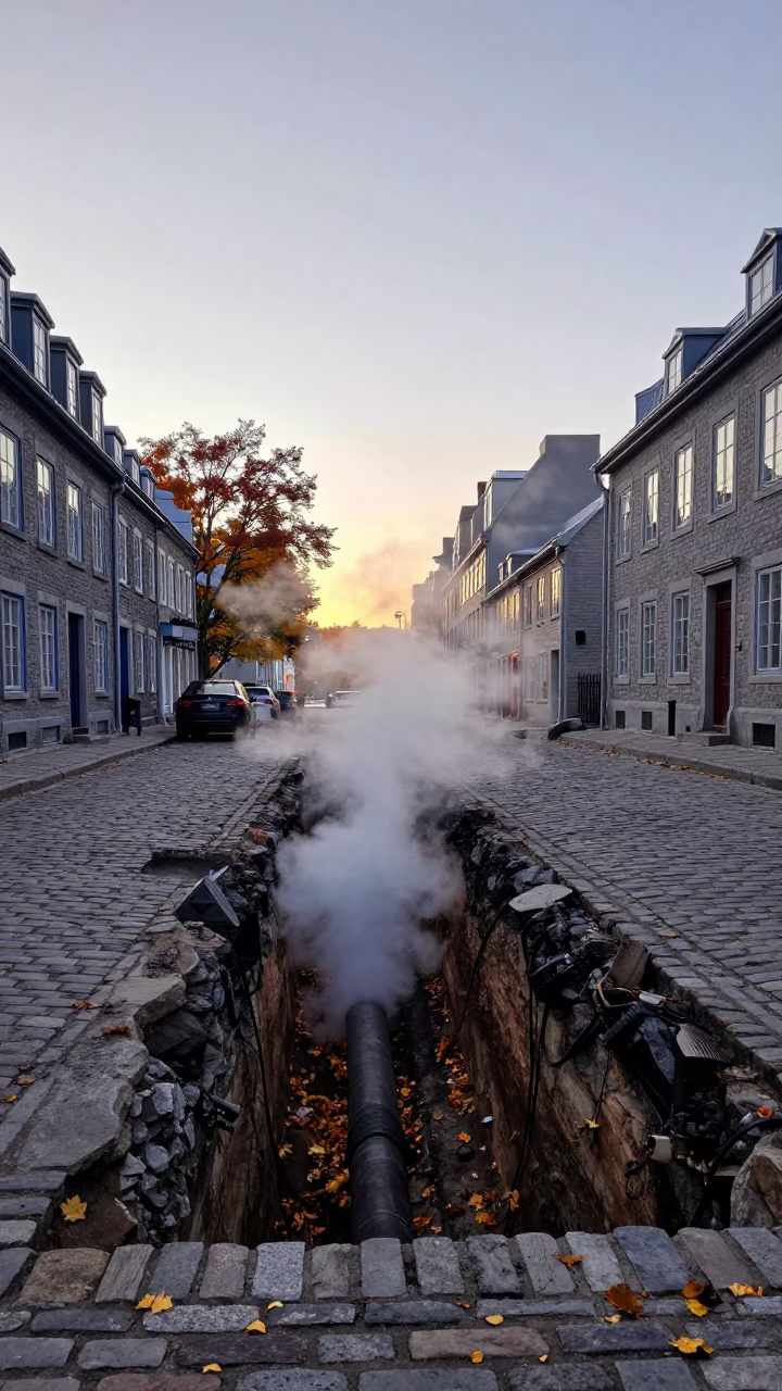 Autumn Leaves in Quebec City at Nautical Dawn Light in in Quebec City, Quebec, Canada