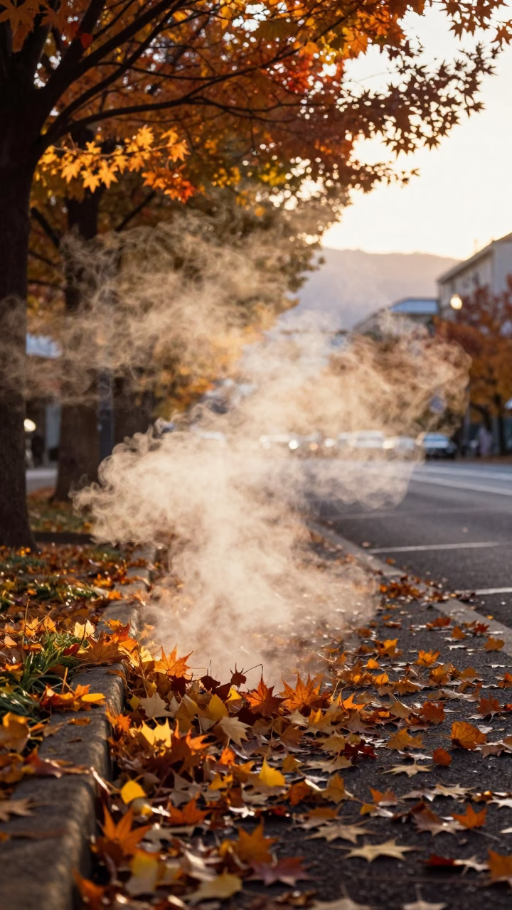 Autumn Leaves in Sapporo at Sunset Light in in Sapporo, Japan