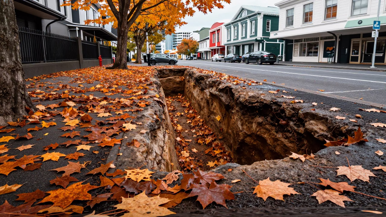 Autumn Leaves in Wellington at Midday Light in in Wellington, New Zealand