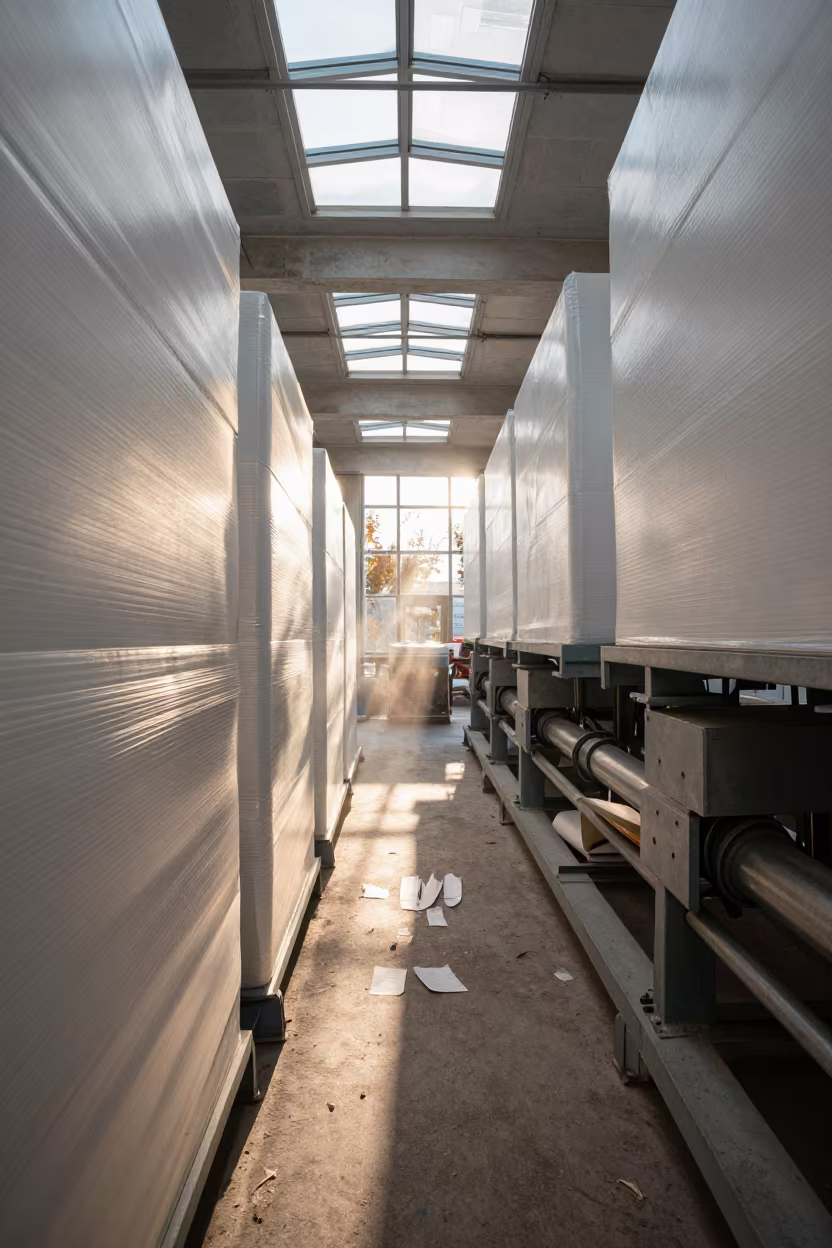 Autumn Light in Dushanbe Balers in inside a chilled distribution bay near Dushanbe