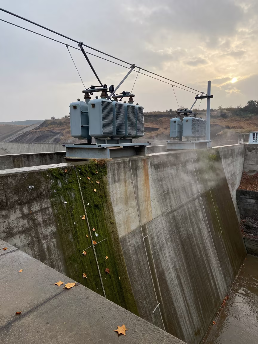 Autumn Moss on Jordan Dam Wall in along a dam spillway in Jordan