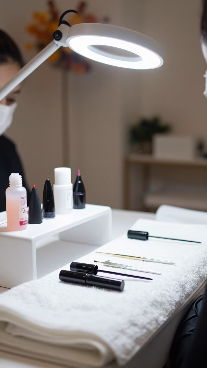 Autumn Night Lash Adhesive Station Guilin Salon in inside a skincare treatment room near Guilin