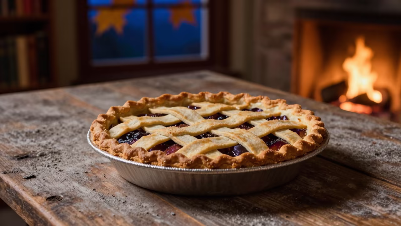 Autumn Pie Cooling on Dusty Library Table in on a dusty library table near Chihuahua