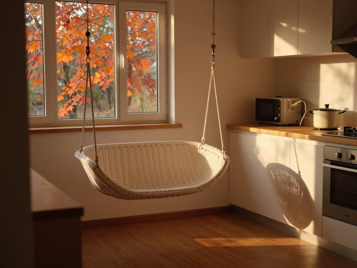 Autumn Porch Swing Sunset in Changchun Kitchen in in a cozy kitchen in Changchun