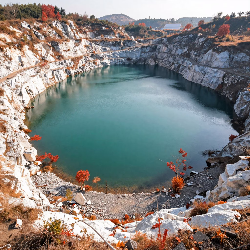 Autumn Quarry Lake Chalk Cliffs Kunming in near Kunming