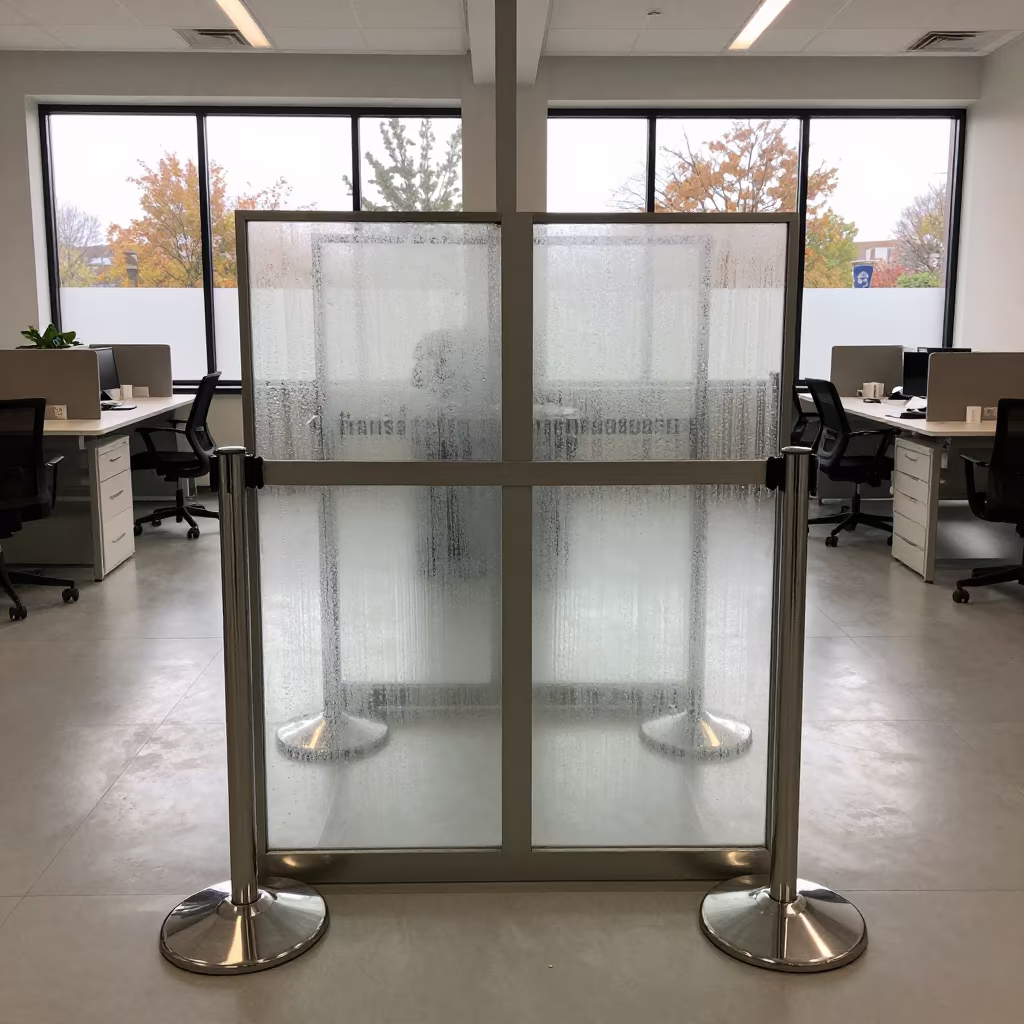 Autumn Reception Queue Stanchion in Rosario Office in inside a coworking floor in Rosario