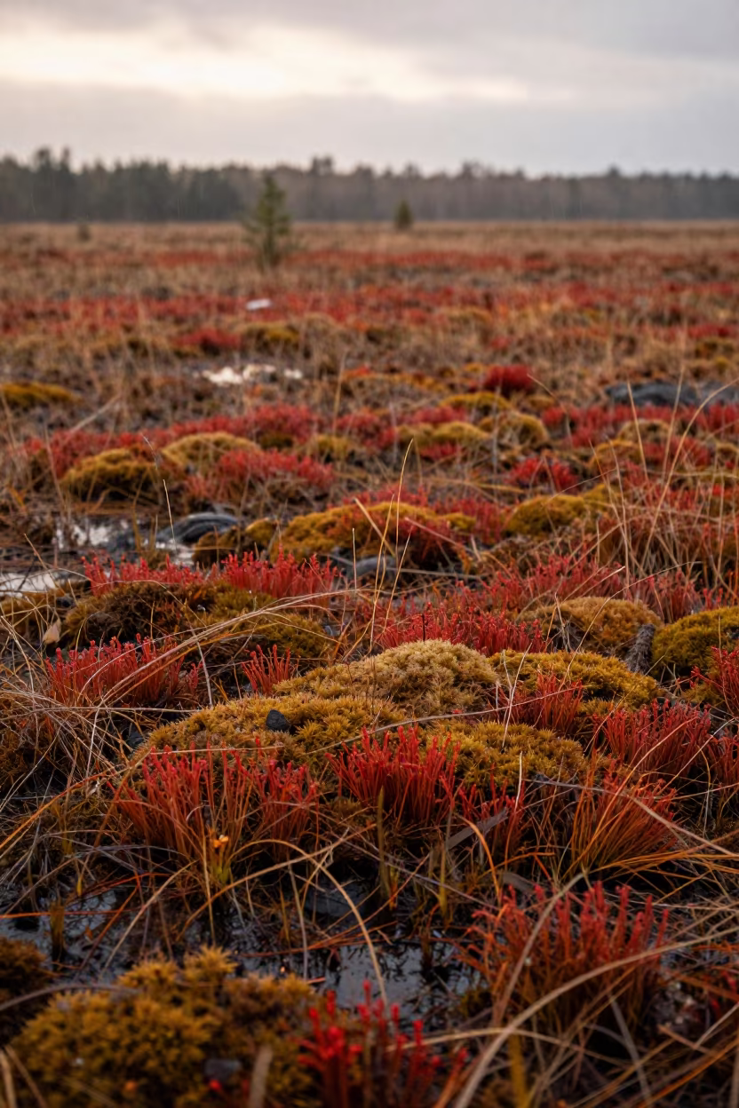 Autumn Red Sphagnum Bog Rain Chilpancingo in in a bloom-heavy meadow near Chilpancingo de los Bravo