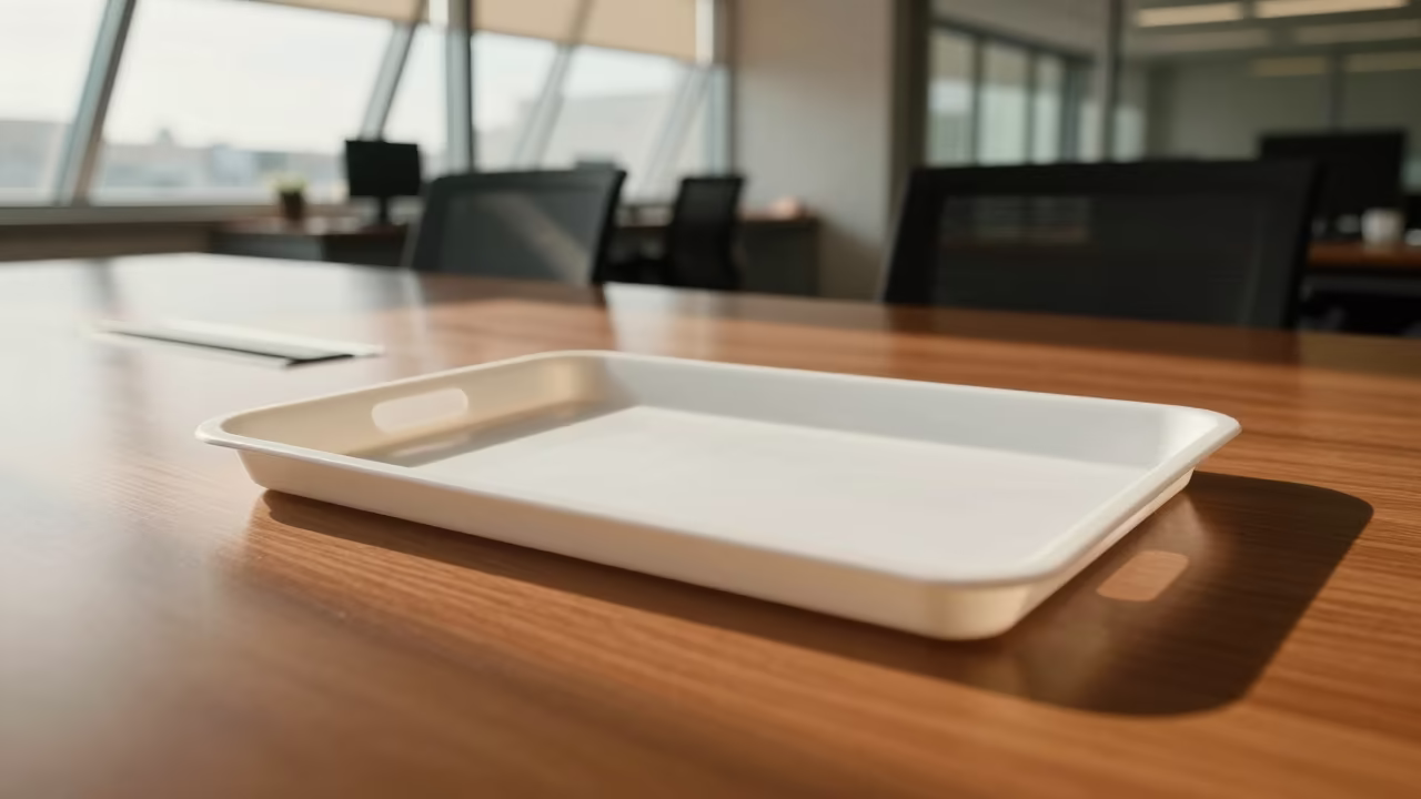 Autumn Report Tray on Boardroom Table Near Minya in at a boardroom table before a meeting near Minya