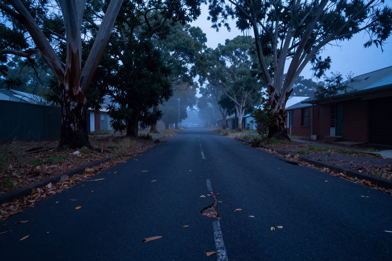 Autumn Ruins Blue Light Australian Street Trees in in Australia