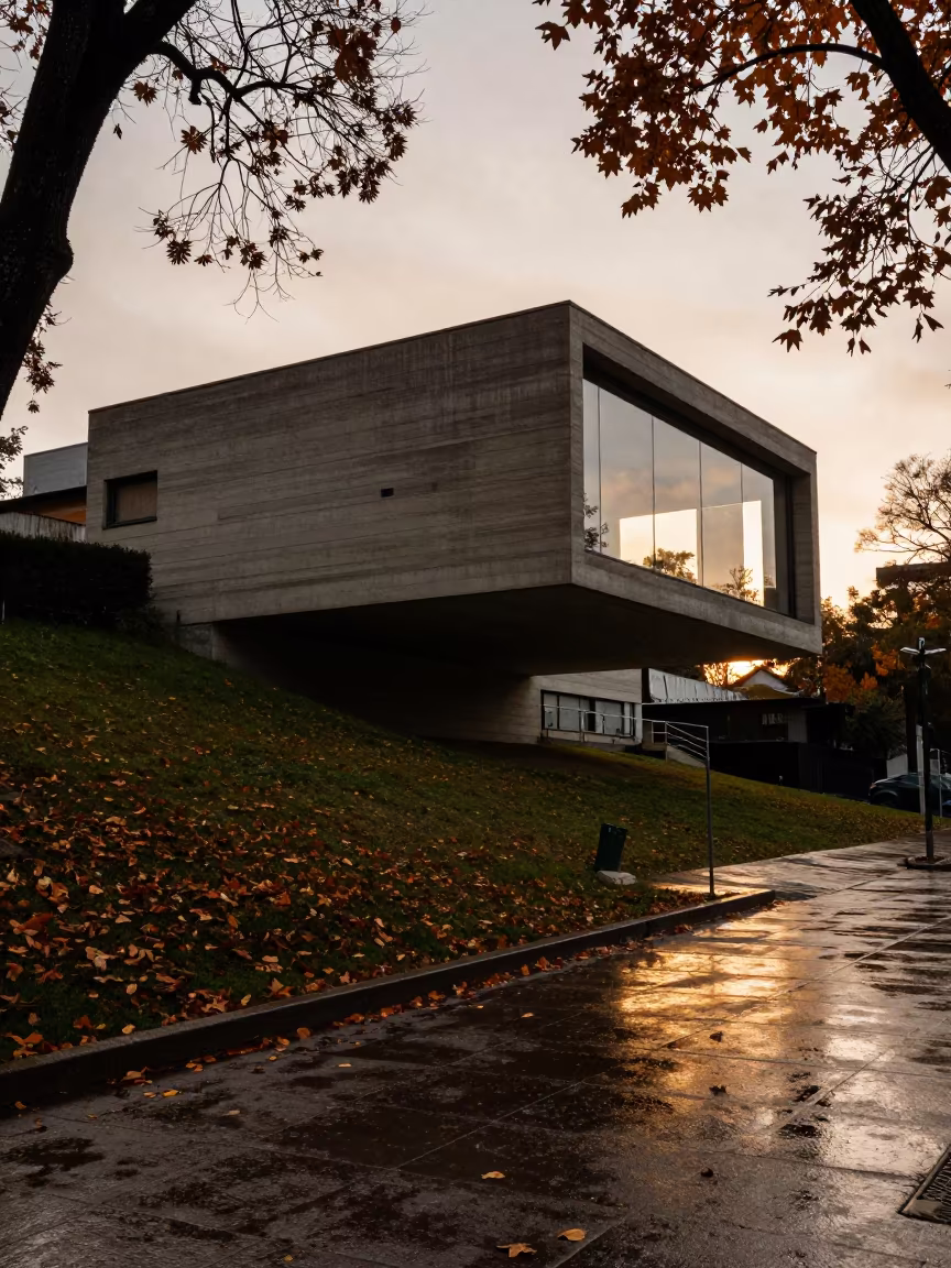 Autumn Silhouette of Modernist House Buenos Aires in inside a skylit passageway in Microcentro, Buenos Aires