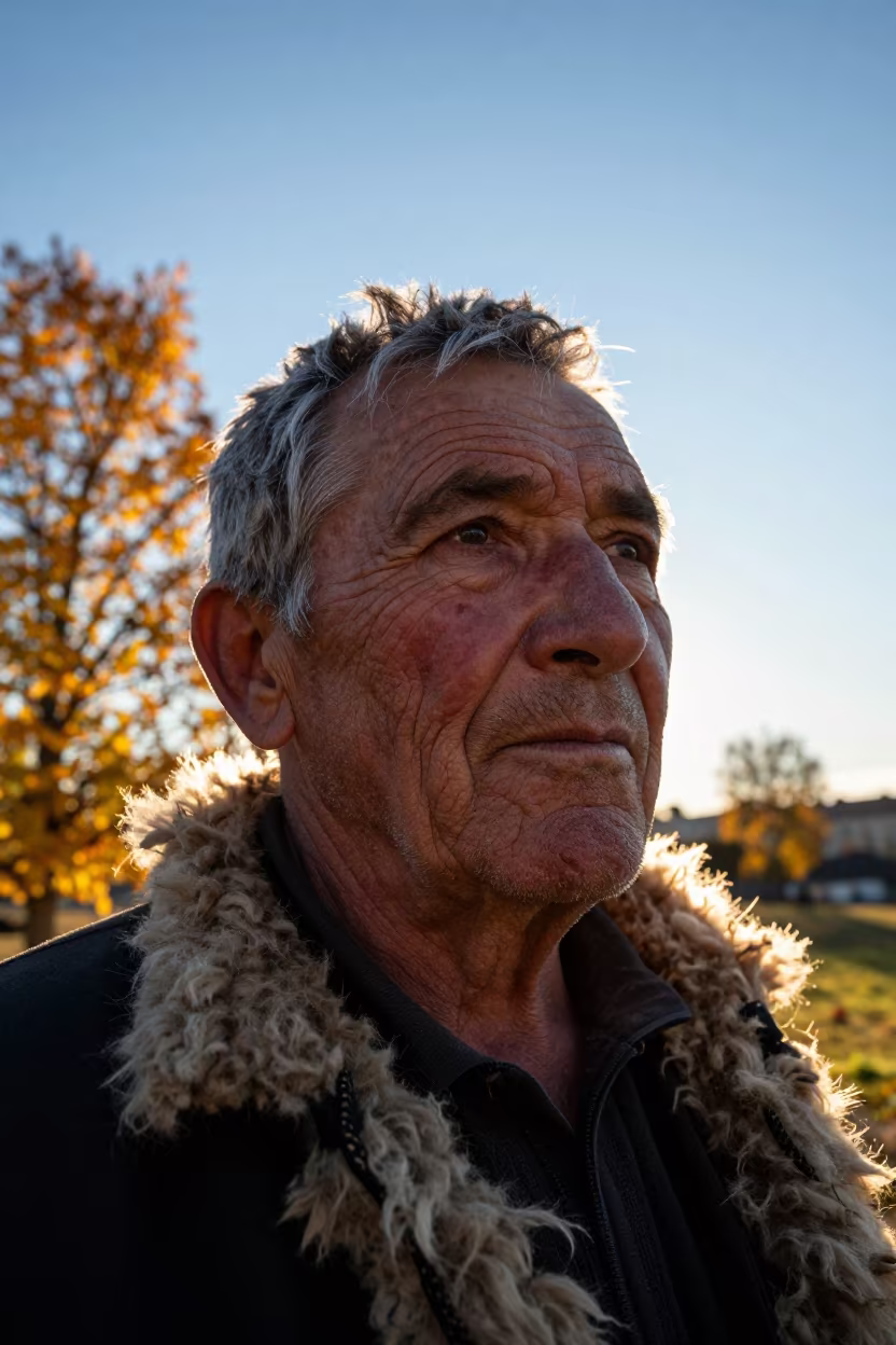 Autumn Silhouette of Weathered Shearer in Stockholm in near Ostermalm, Stockholm
