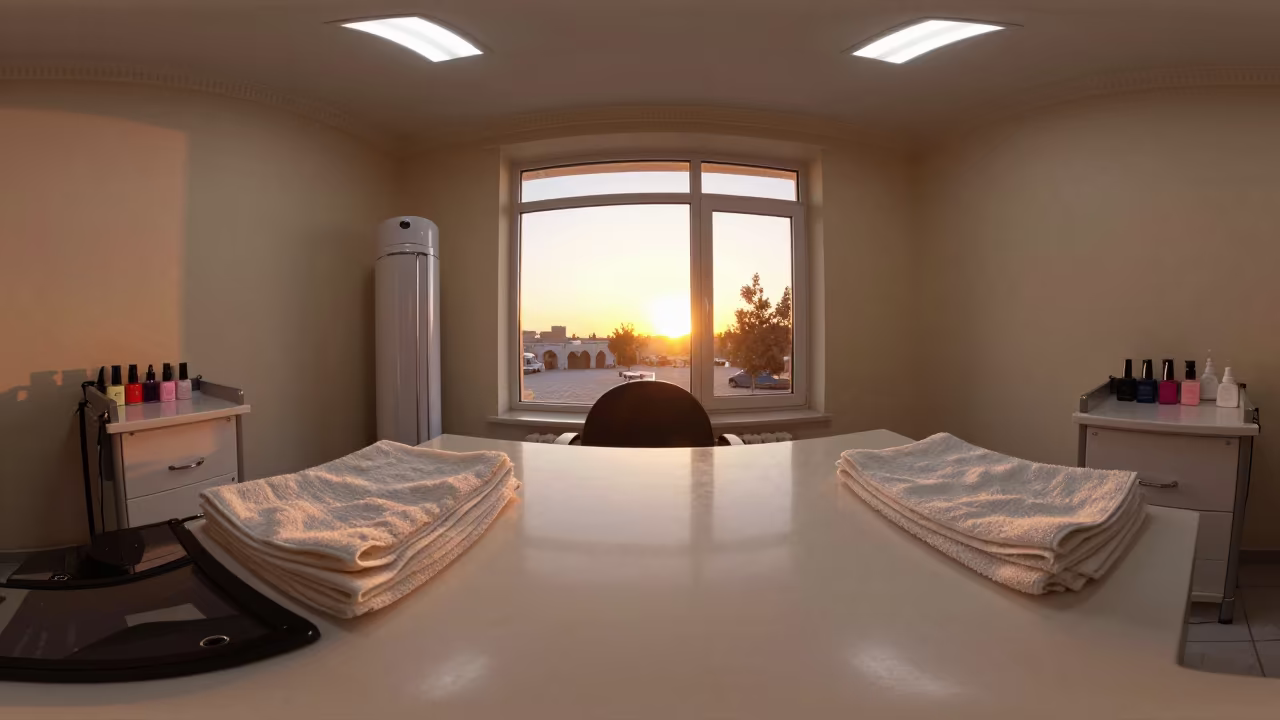 Autumn Sunset Manicure Station in Afghan Salon in inside a salon row near Sheberghan