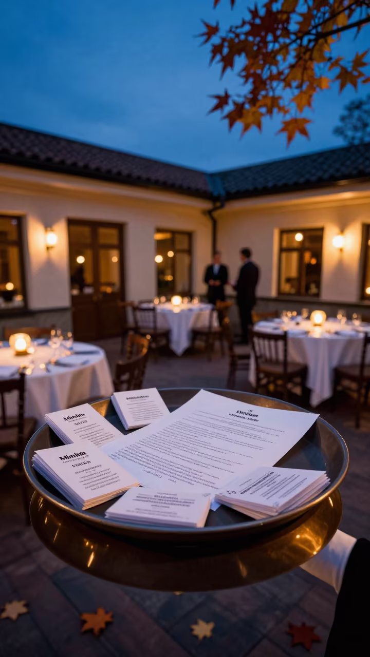 Autumn Twilight Hospitality Tray in Gothenburg Banquet Hall in inside a banquet hall before service in Gothenburg