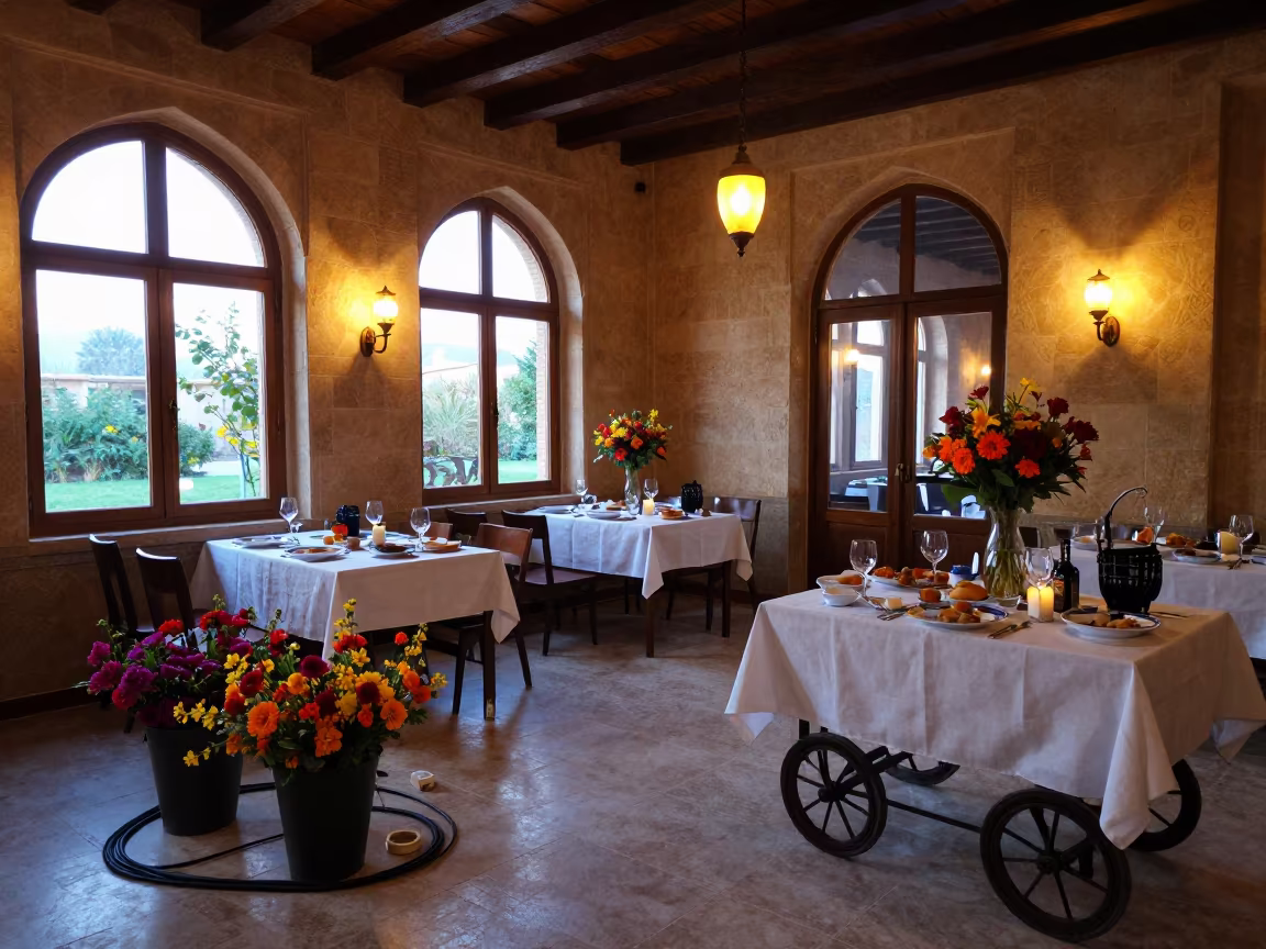 Autumn Wedding Prep Breakfast Room Isfahan in inside a breakfast room before opening in Isfahan