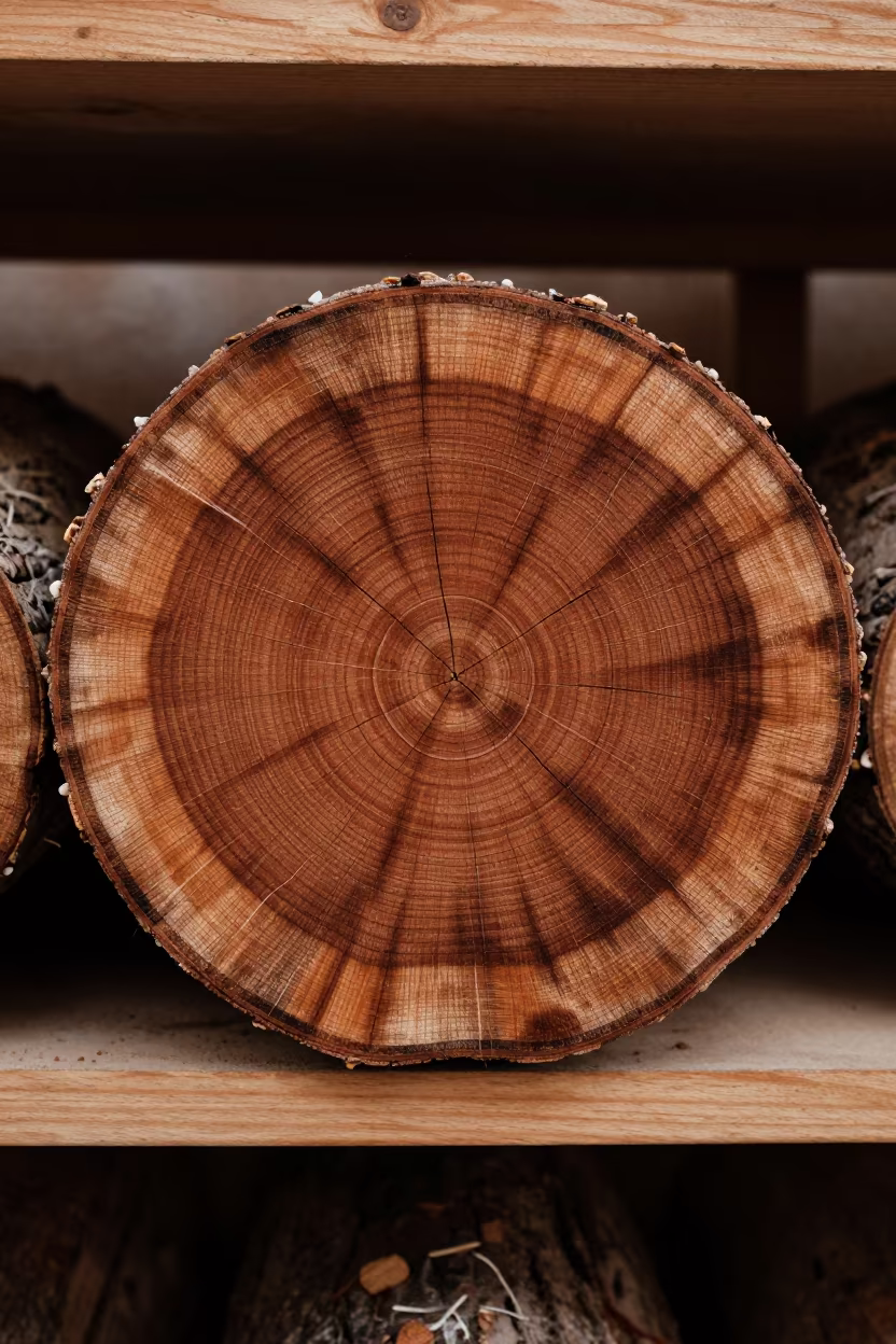 Autumn Wood Grain Detail in Al Ain Market in on a wooden shelf inside a covered market in Al Ain