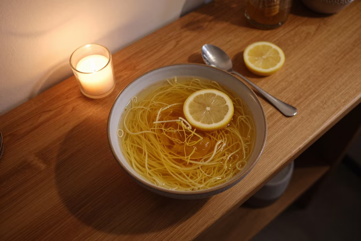 Avgolemono Soup Bowl Noodle Counter Kasulu in at a noodle counter in Kasulu