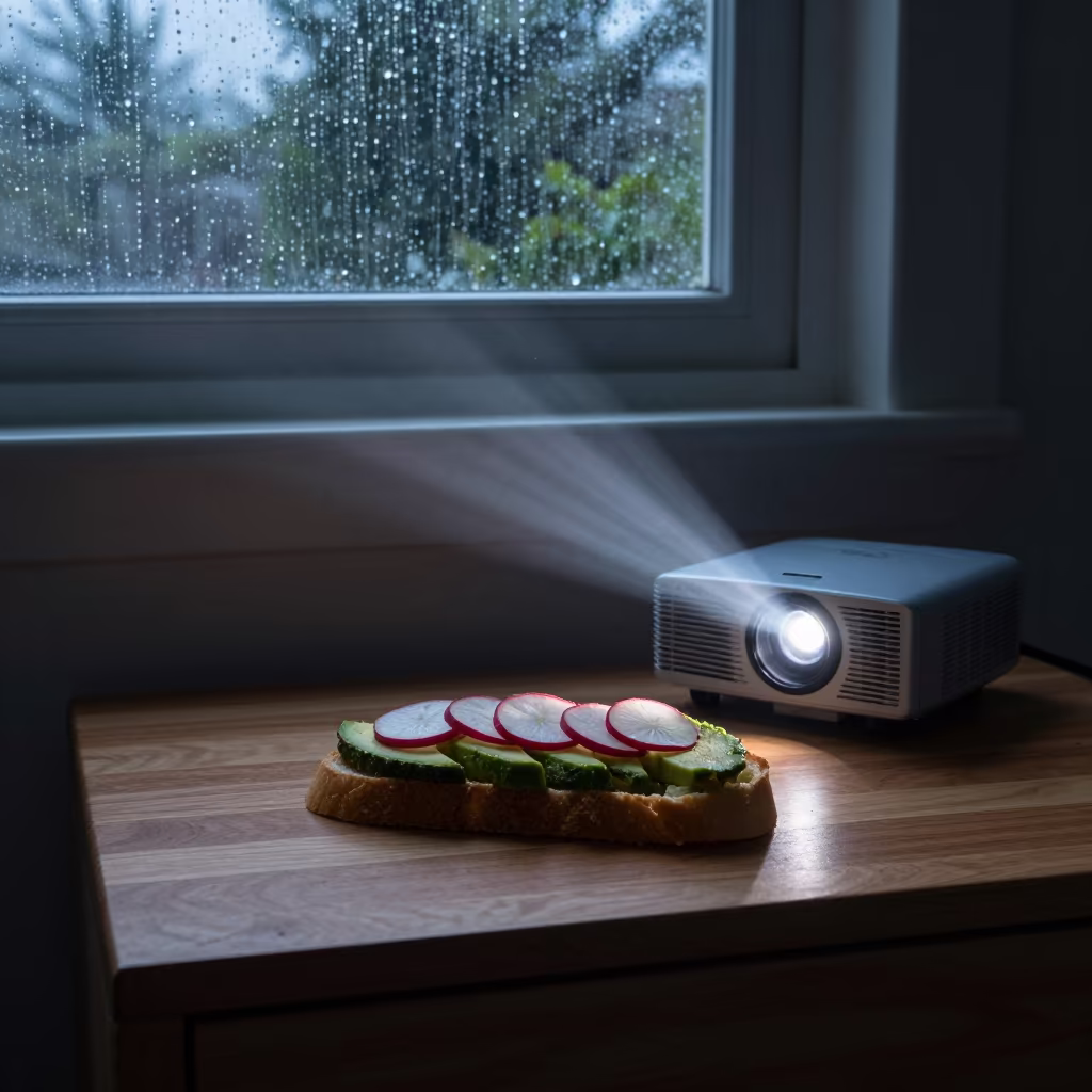 Avocado Radish Tartine Predawn Nassau Glow in on a bedside table in Nassau