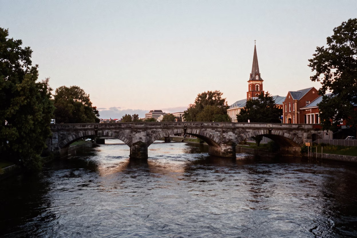 Avon River And Historic Stone Bridges in Christchurch in in Christchurch, New Zealand