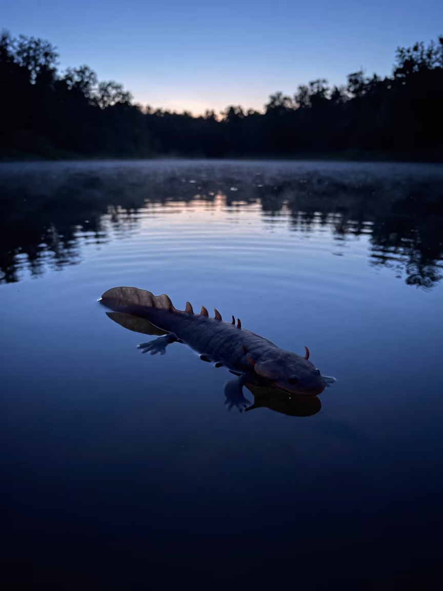Axolotl in Twilight Near Philadelphia Water in near Philadelphia