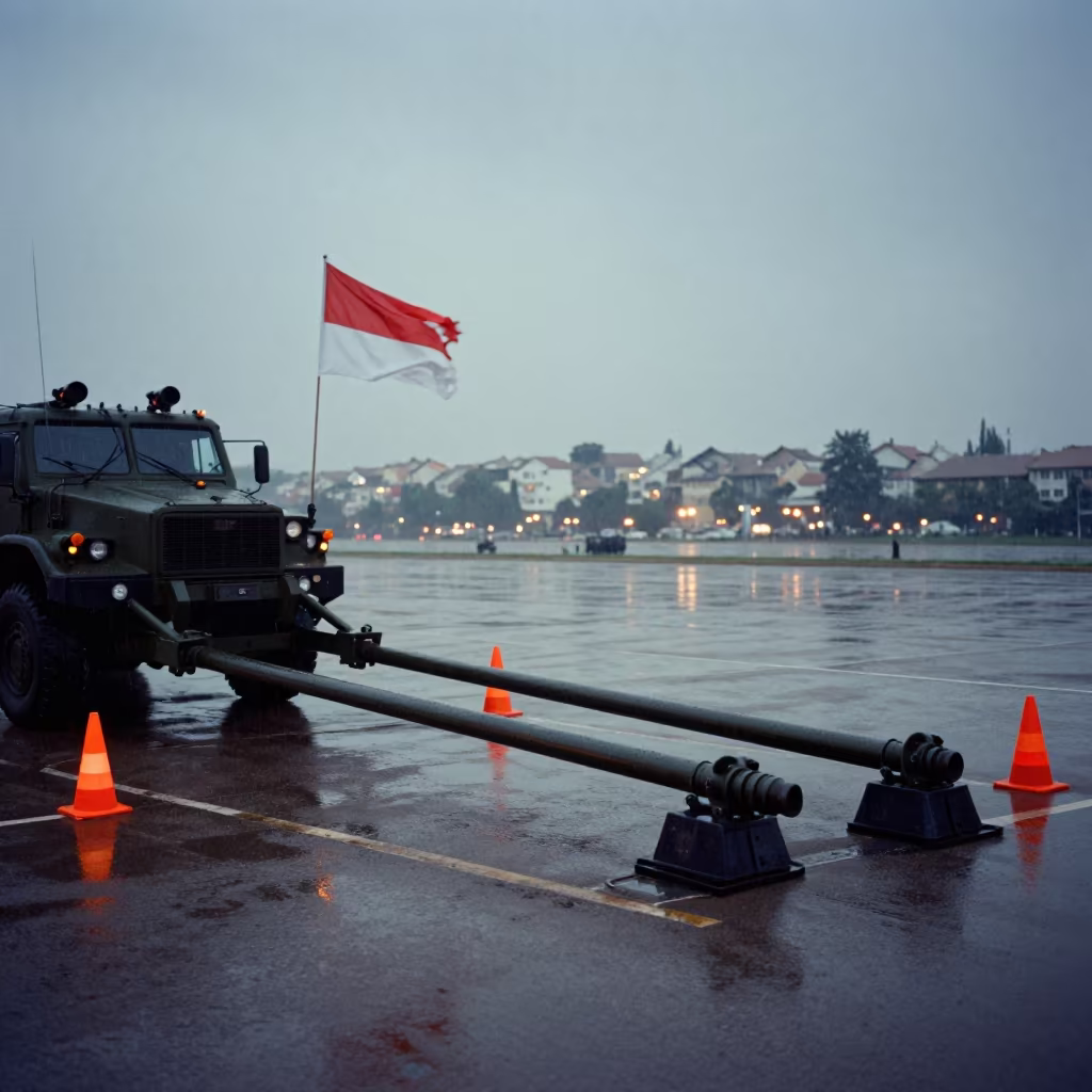 Azerbaijan Tug Tow Hookup Storm Cleanup in on a parade ground in Azerbaijan