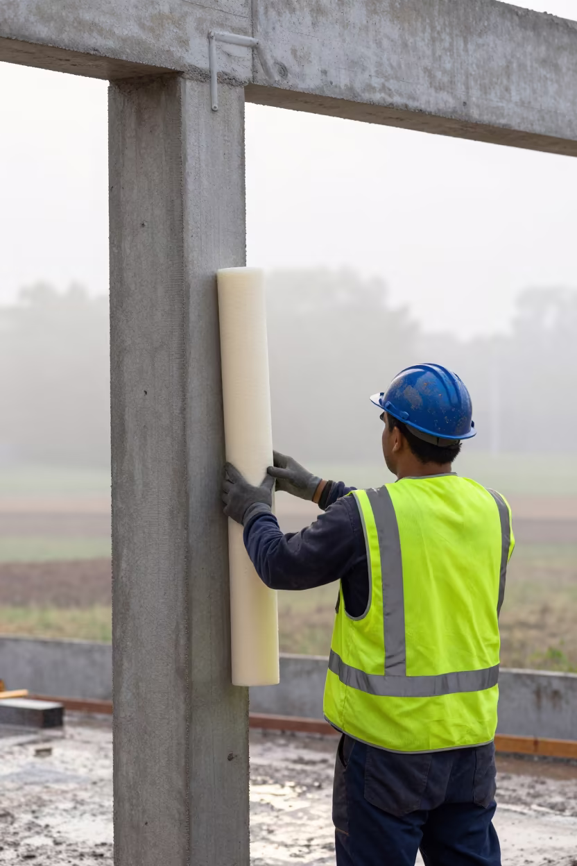 Backer Rod Shelf Inspection in Colina in beside a framed building shell in Colina