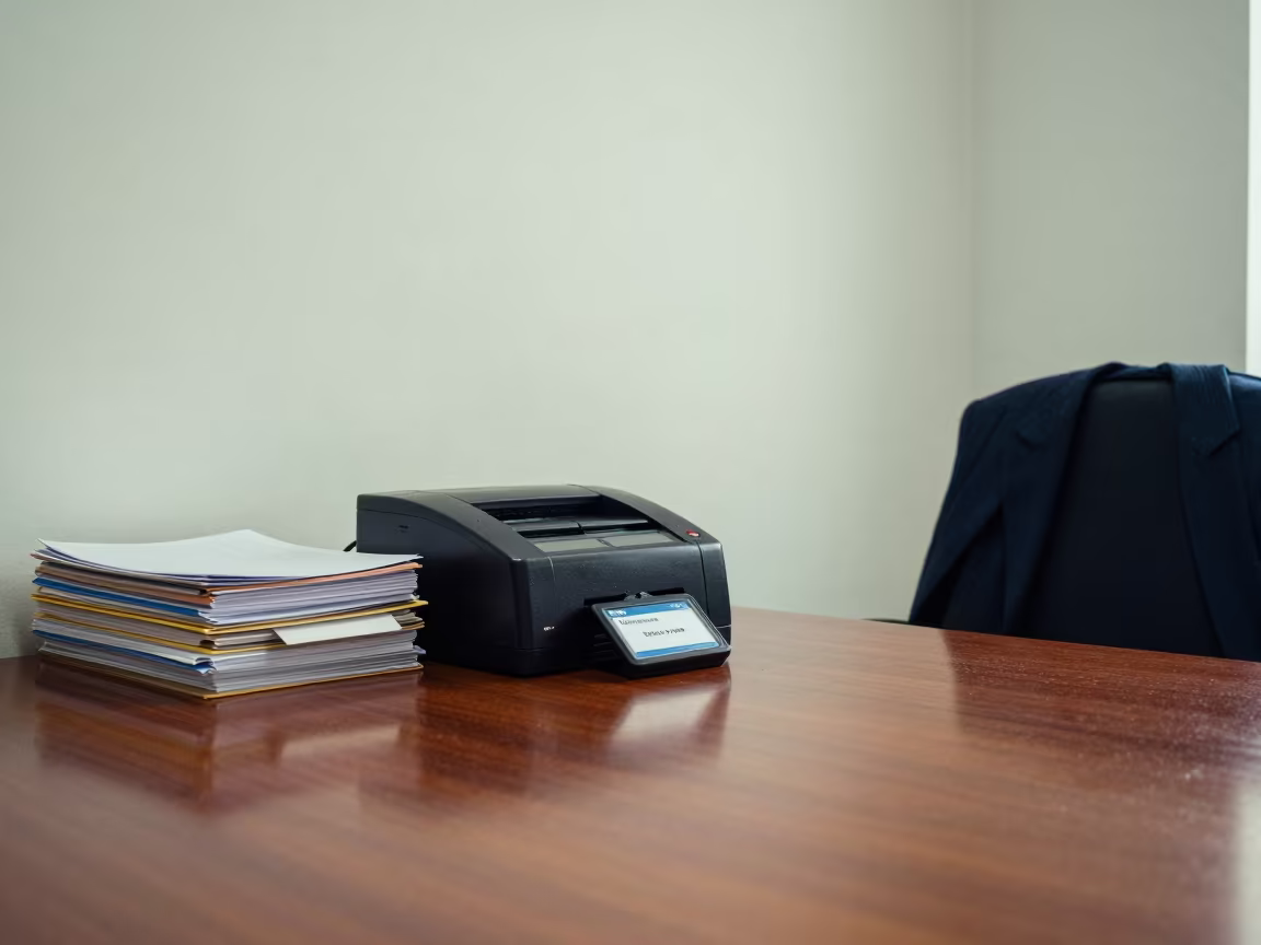 Badge Printer Station on Boardroom Table in at a boardroom table before a meeting near Ouagadougou