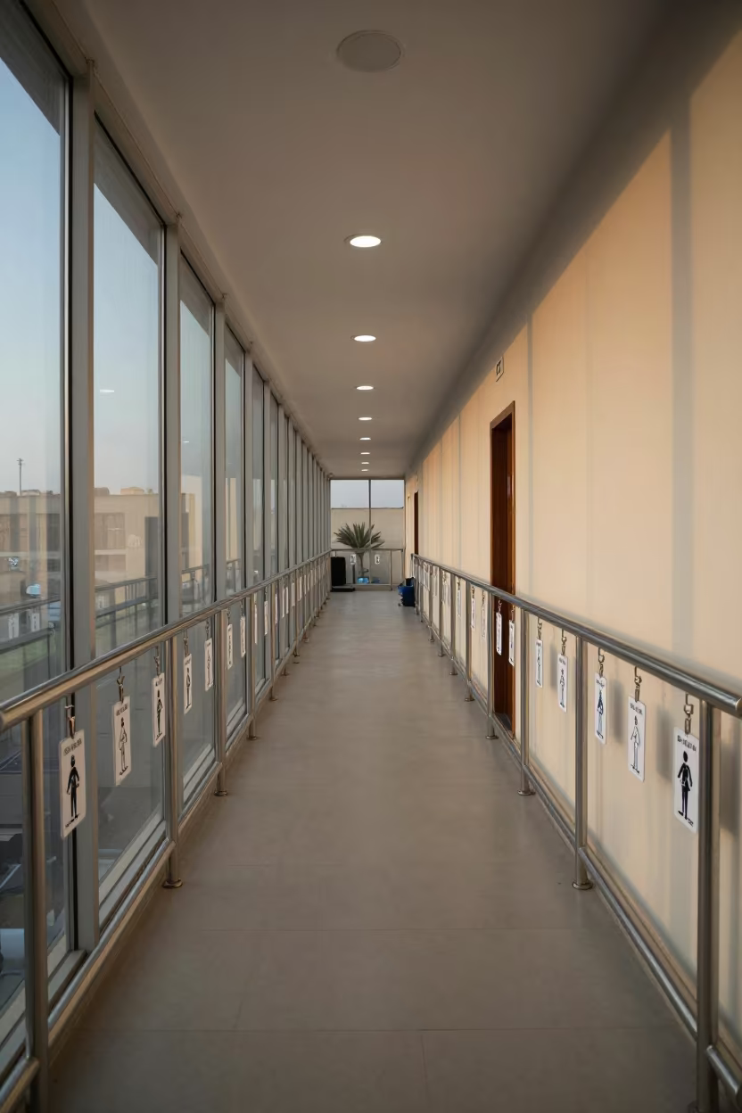 Badge Rail in Al Mokattam Rehab Gym Light in inside a rehabilitation gym in Al Mokattam