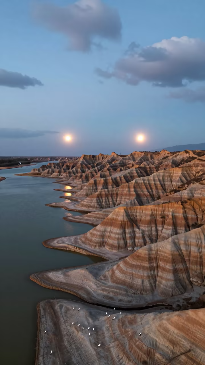 Badlands Striped Earth Two Suns Thimphu Shoreline in along a wave-cut shoreline near Thimphu