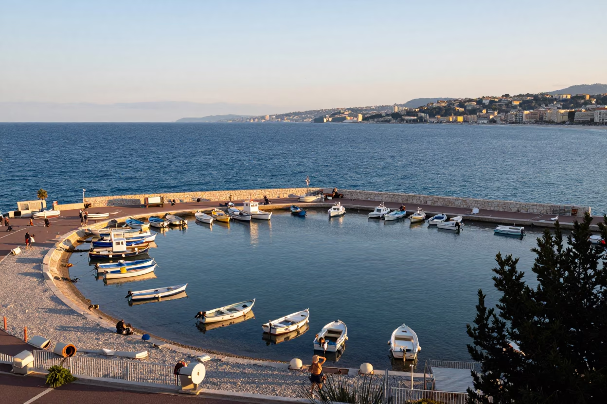 Baie Des Anges at The Late Afternoon Light in Nice in in Nice, France