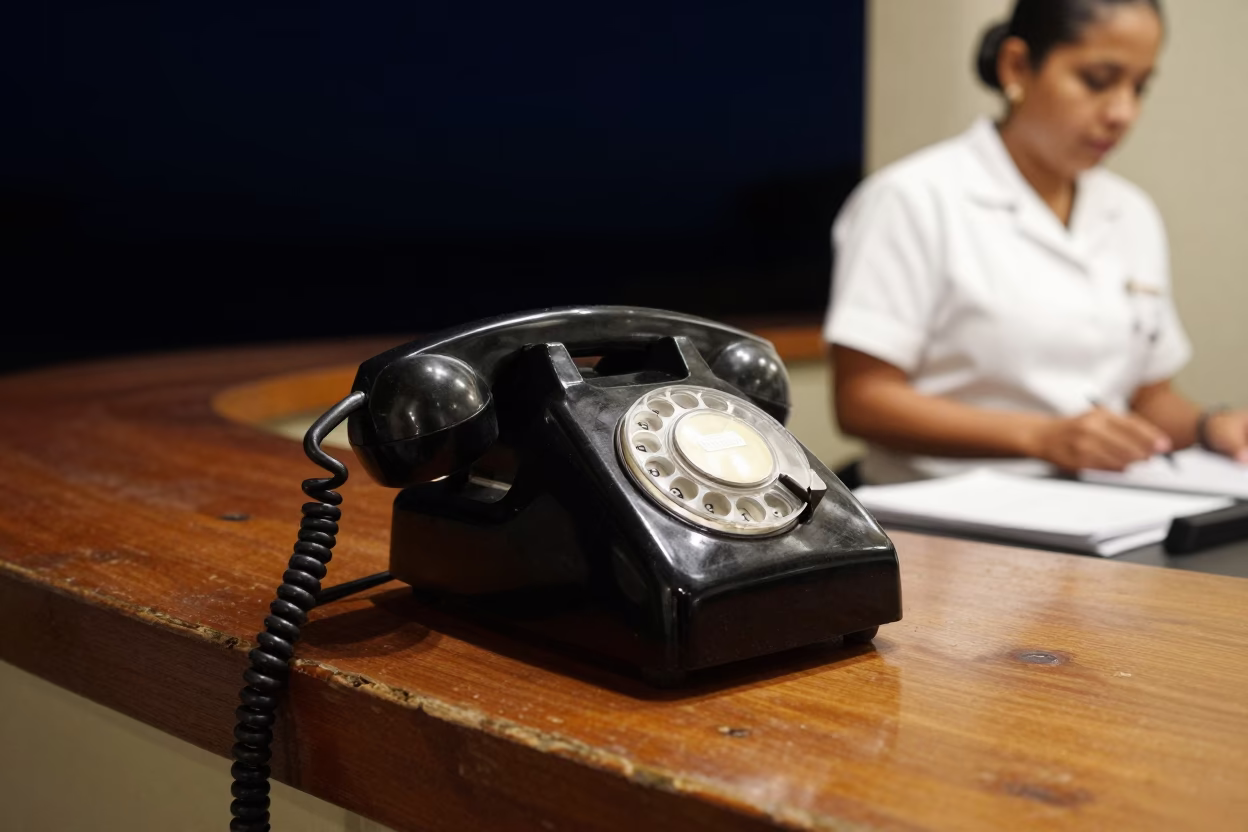 Bakelite Telephone at The Deepest Night Sky Light in Merida in in Merida, Mexico