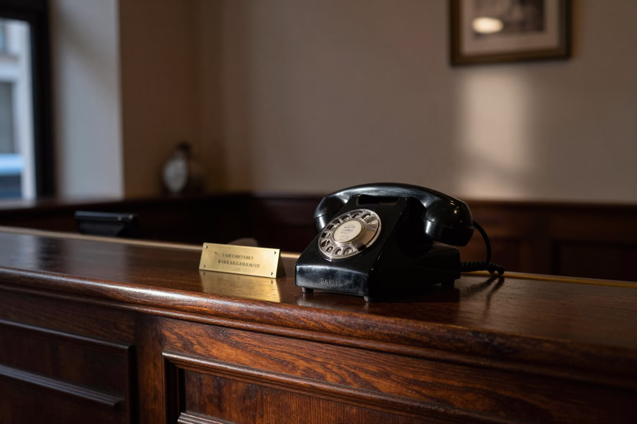Bakelite Telephone at The Early Evening Light in Liverpool in in Liverpool, United Kingdom