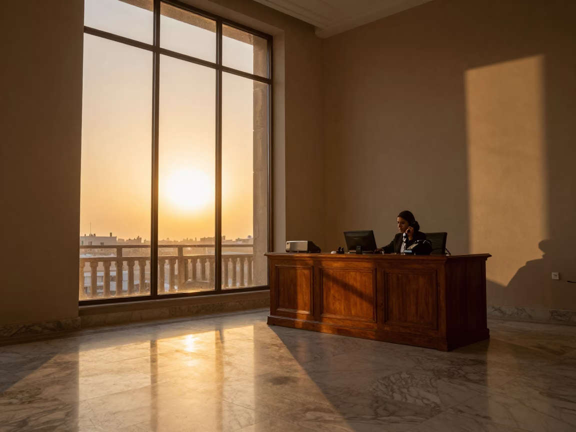 Bakelite Telephone in Alexandria at As The Sun Drops Toward The Horizon in in Alexandria, Egypt