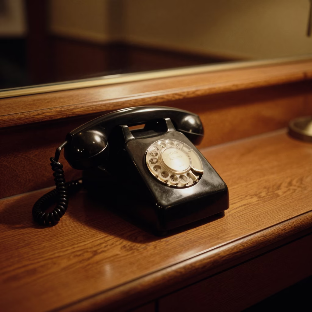 Bakelite Telephone in Bergen at Late At Night Light in in Bergen, Norway