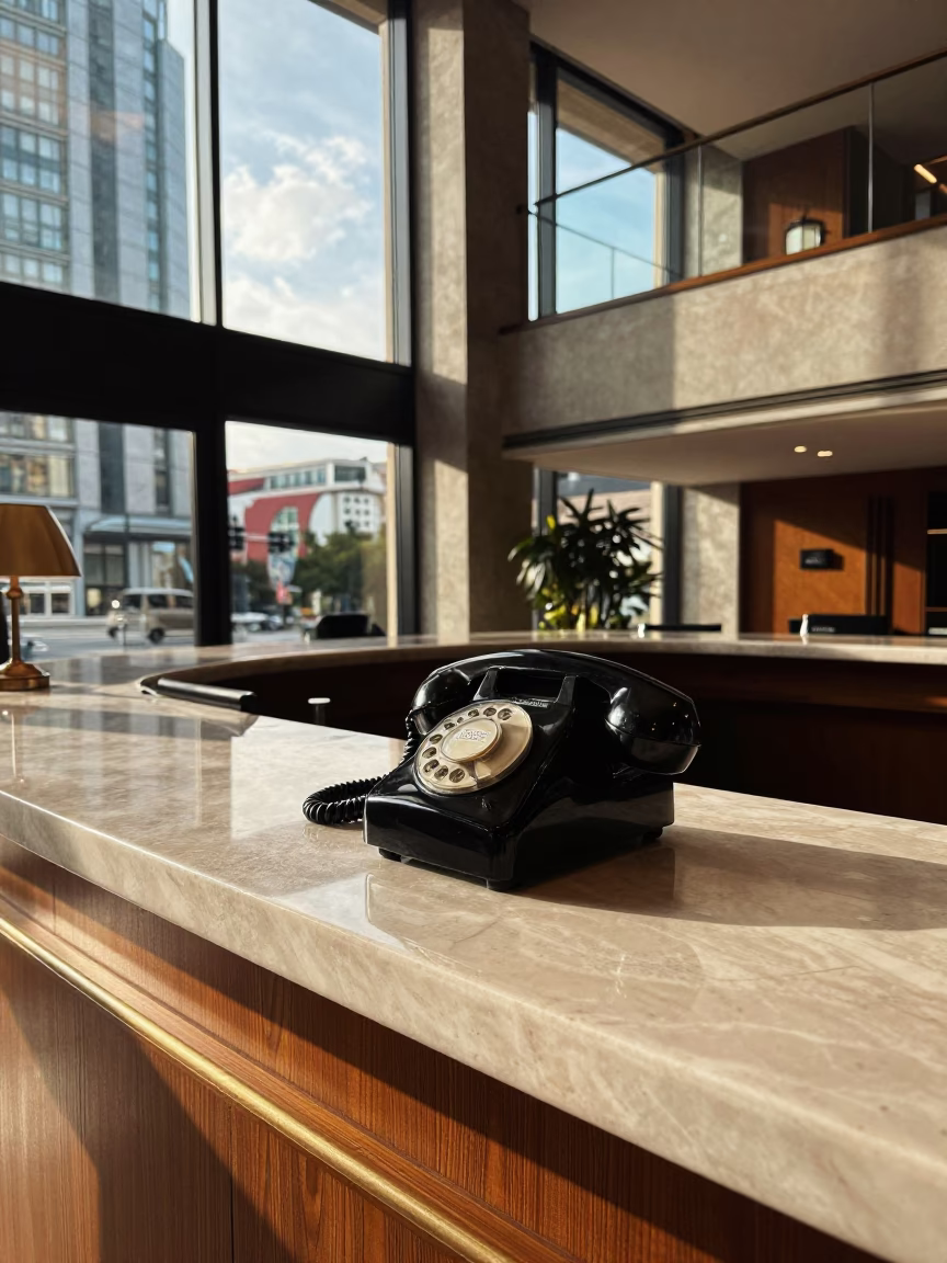 Bakelite Telephone in Bilbao at The Early Afternoon Light in in Bilbao, Spain
