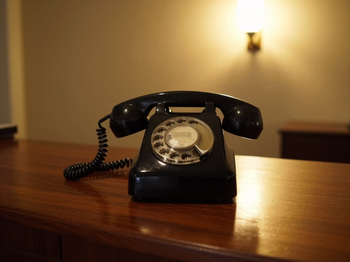 Bakelite Telephone in Cape Town at Late At Night Light in in Cape Town, South Africa