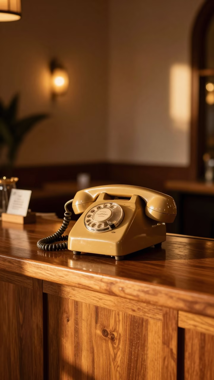 Bakelite Telephone in Casablanca at Honeyed Evening Light in in Casablanca, Morocco
