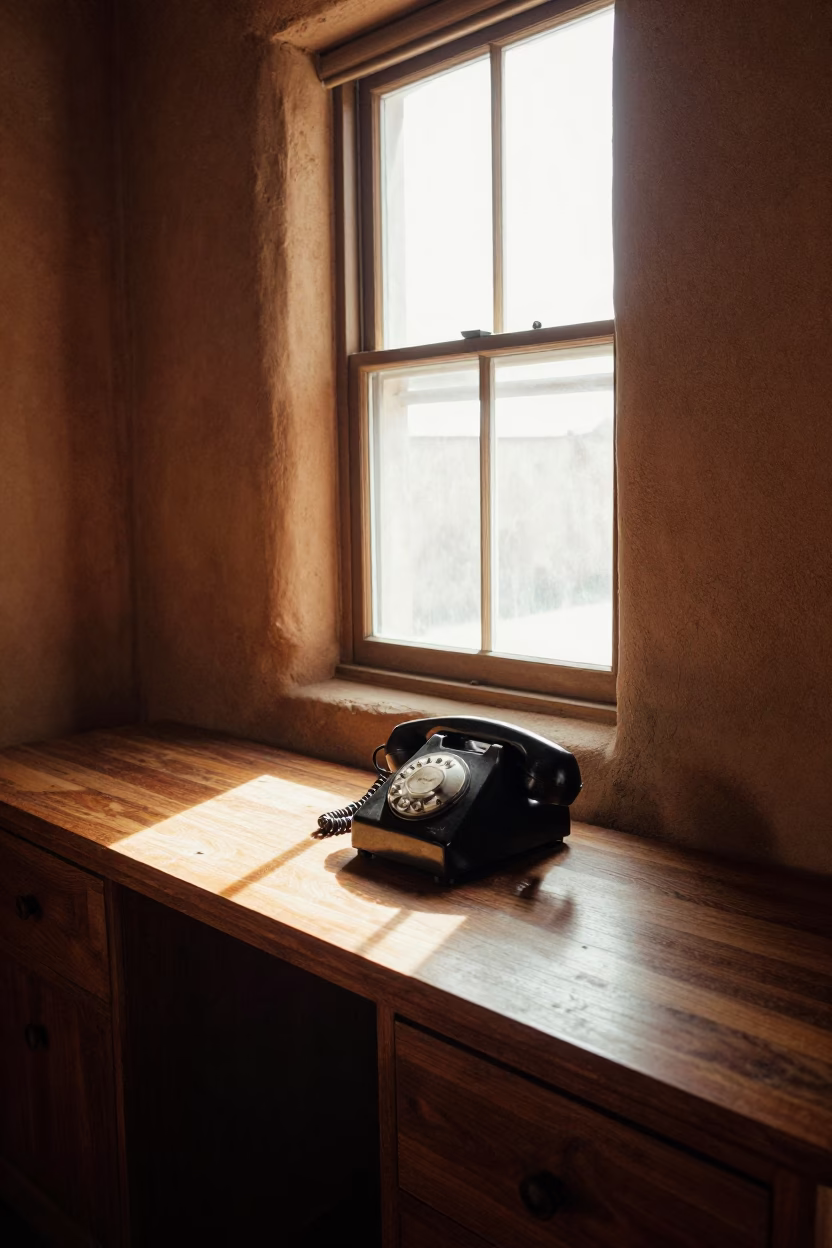 Bakelite Telephone in Santa Fe at The Late Afternoon Light in in Santa Fe, New Mexico, United States