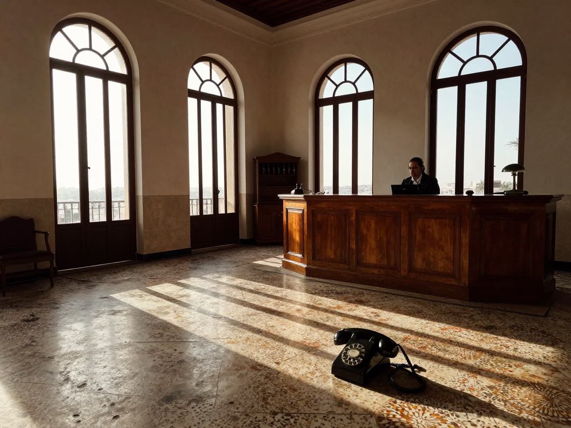 Bakelite Telephone in Tunis at First Light Of Dawn in in Tunis, Tunisia