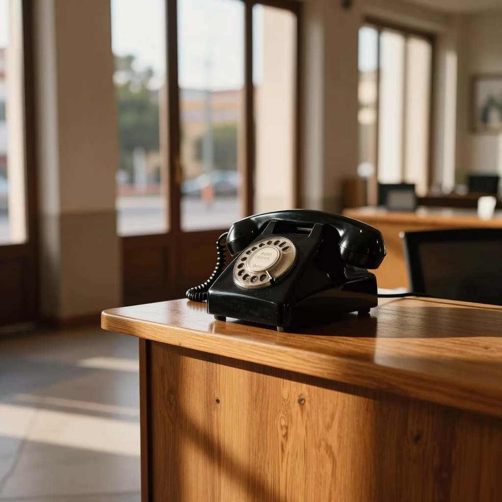 Bakelite Telephone in Valencia at The Late Afternoon Light in in Valencia, Spain