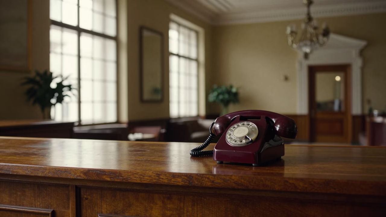 Bakelite Telephone in Vienna at As First Light Reaches The Scene in in Vienna, Austria